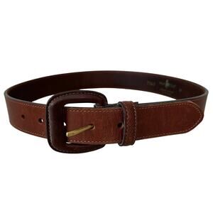 Vintage Hunt Club Genuine Leather Belt Brown square belt buckle 90s Made USA M